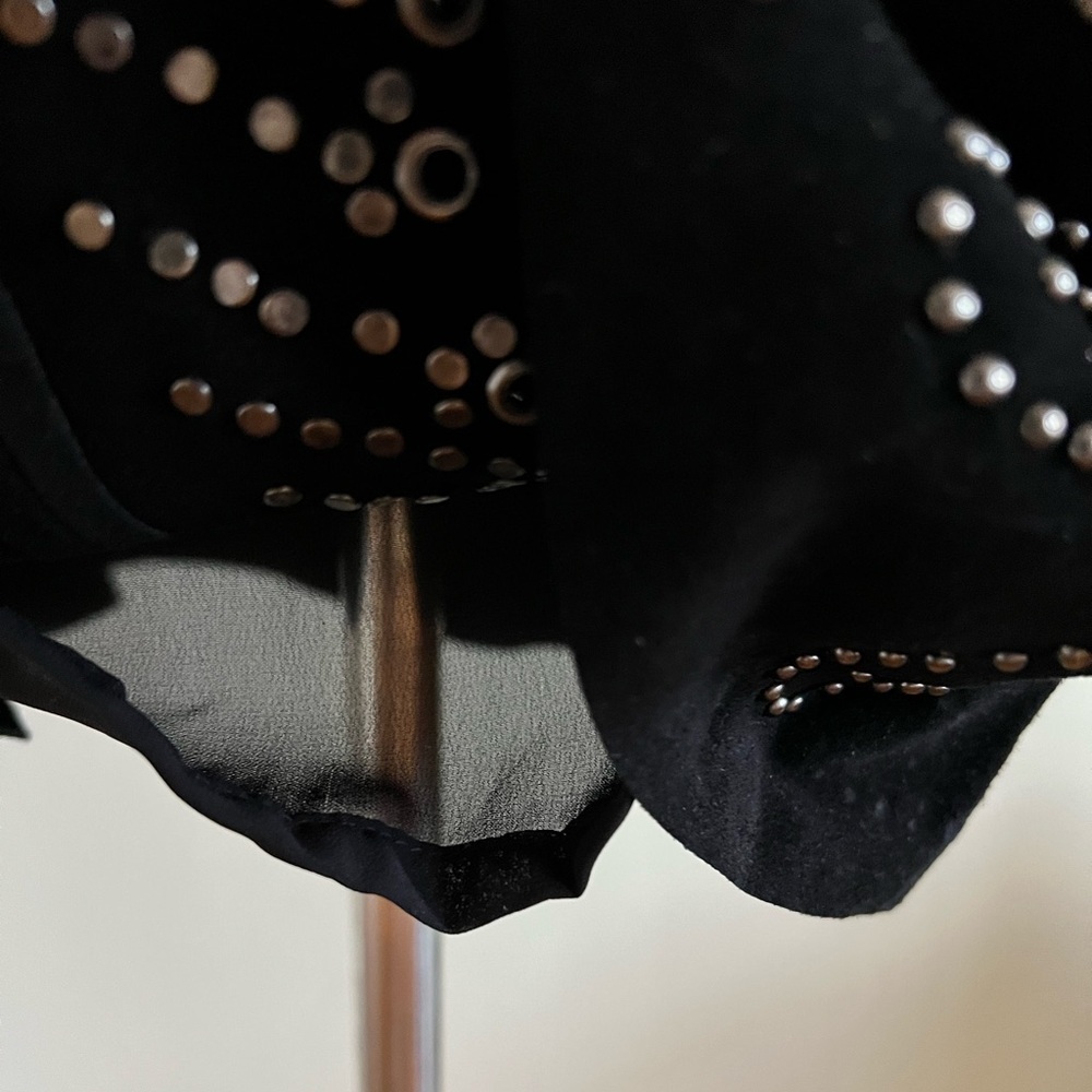 Suede Leather Mini Dress with Gunmetal Stud Detail XS - Picture 10 of 10